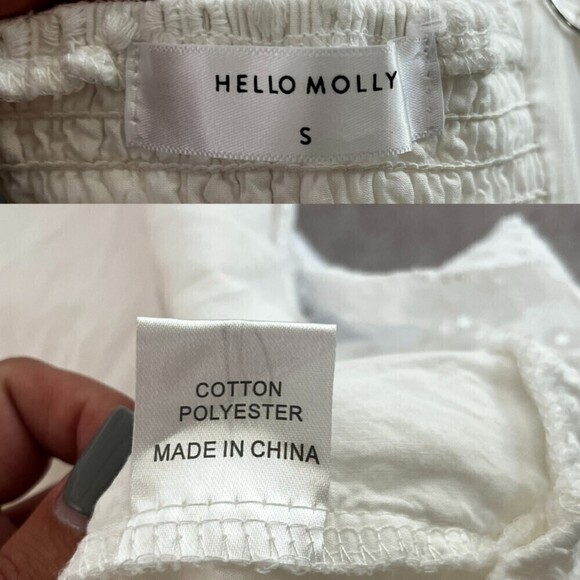 Helly Molly Adalusia Size S White Eyelet Ruffle Embroidered Cotton Midi Dress - Picture 14 of 17